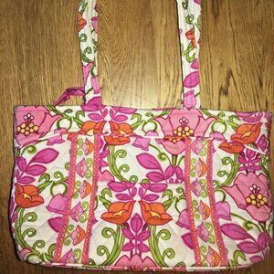 Vera BradleyFloral Lilli BellHandbag Shoulder Bag Tote Pink Orange